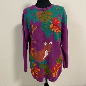 Suburban Vintage Knit Fox Sweater Size Small